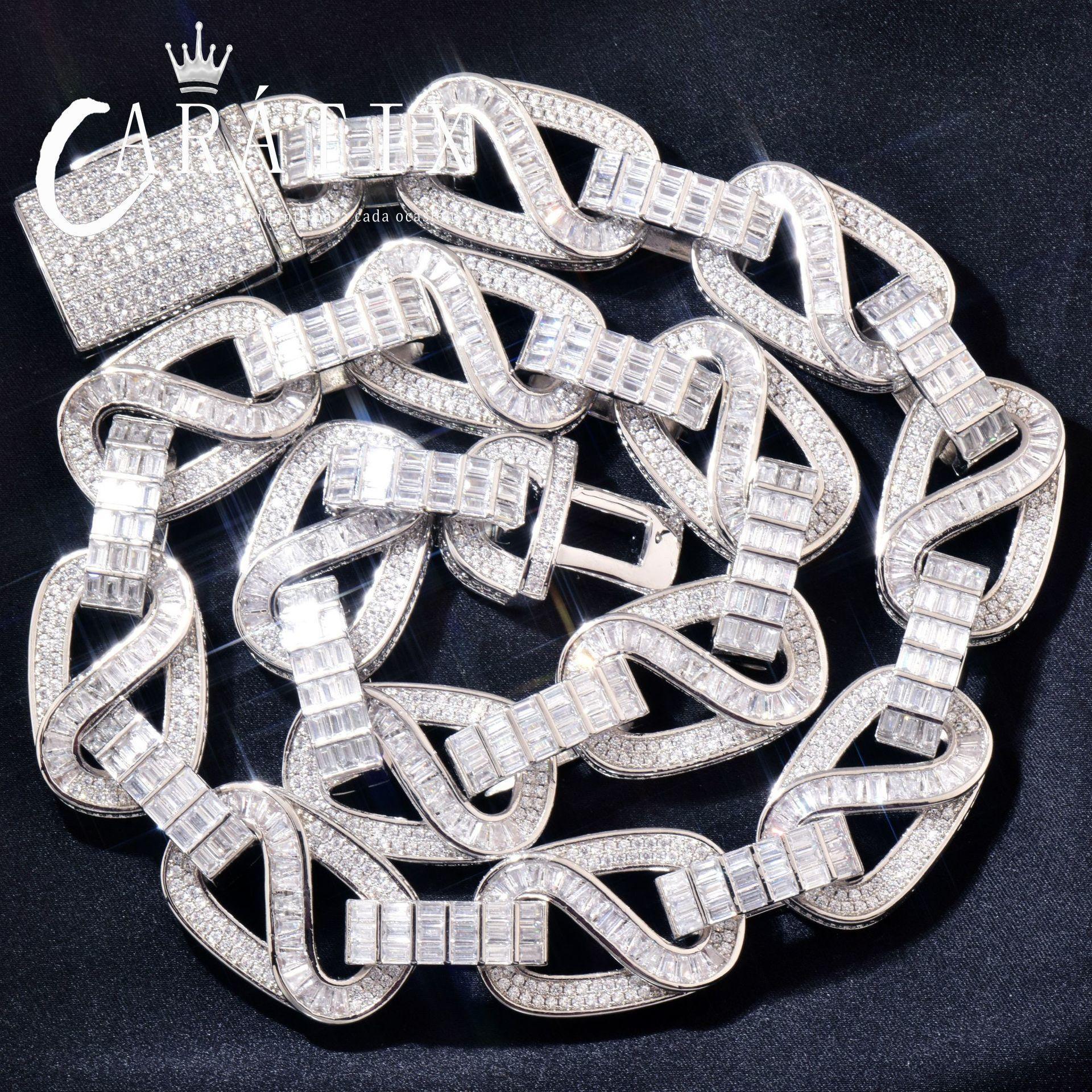 CARÁTIX 18mm / 20mm T Square Cuban Link Chain Necklace – Iced Out Hip Hop Jewelry for Men | Trendy Rapper Bracelet Style - CaratixJewelry